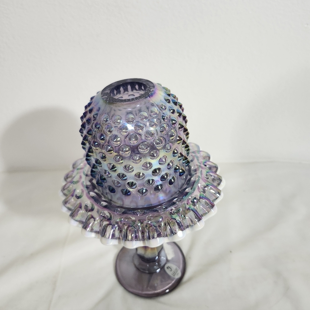 Fenton Fairy Lamp Iridescent Hobnail Glass Candle Holder - Picture 2 of 7